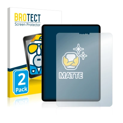 Face avant d’un emballage produit avec le logo de la marque BROTECT. À côté, l’appareil Apple iPad Pro 11