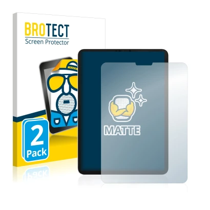 Face avant d’un emballage produit avec le logo de la marque BROTECT. À côté, l’appareil Apple iPad Pro 11