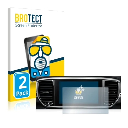 Face avant d’un emballage produit avec le logo de la marque BROTECT. À côté, l’appareil Kia Sportage QLPE 2020 Infotainment Sy
