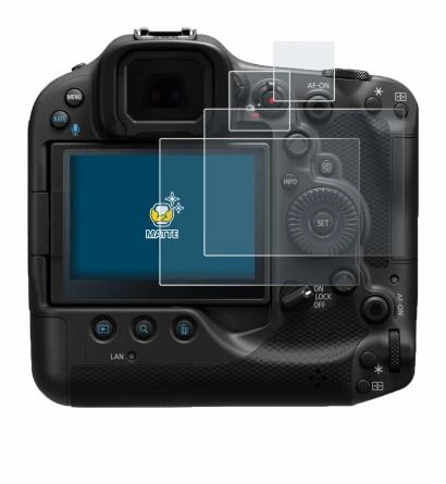 Image de l'appareil Canon EOS R3 avec une grande variété de protections d'écran.