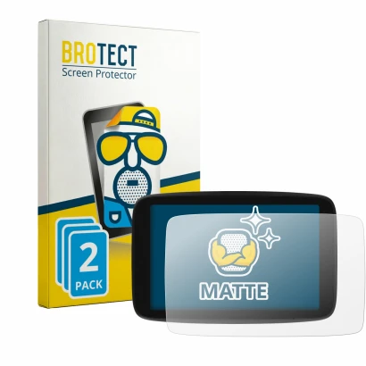 Face avant d’un emballage produit avec le logo de la marque BROTECT. À côté, l’appareil TomTom Go Expert 7" est représenté ave