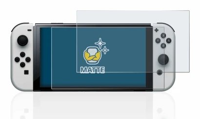 Image de l'appareil Nintendo Switch OLED-Modell avec une grande variété de protections d'écran.