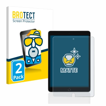 Face avant d’un emballage produit avec le logo de la marque BROTECT. À côté, l’appareil Apple iPad 10.2