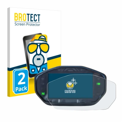 Face avant d’un emballage produit avec le logo de la marque BROTECT. À côté, l’appareil Ducati Monster / Monster + 2021 est re