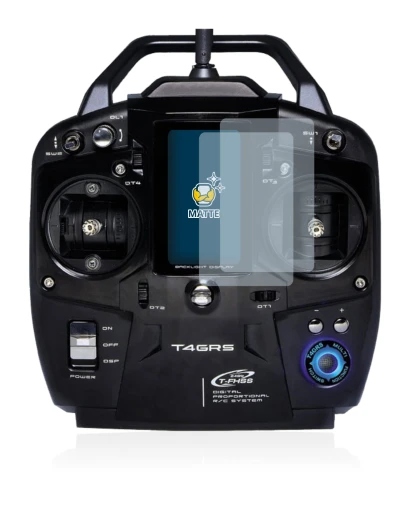 Image de l'appareil Futaba T4GRS avec une grande variété de protections d'écran.