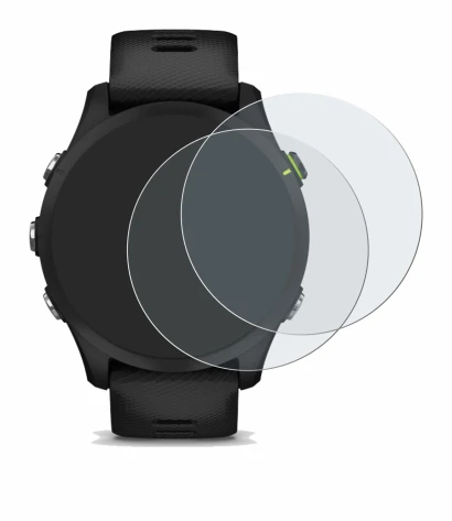 Image de l'appareil Garmin Forerunner 255 avec une grande variété de protections d'écran.