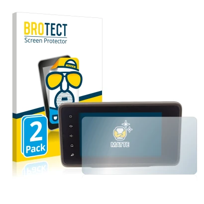 Face avant d’un emballage produit avec le logo de la marque BROTECT. À côté, l’appareil Dacia Duster 2 MediaDisplay est représ