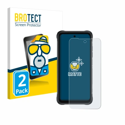 Face avant d’un emballage produit avec le logo de la marque BROTECT. À côté, l’appareil Umidigi Bison 2 est représenté avec la