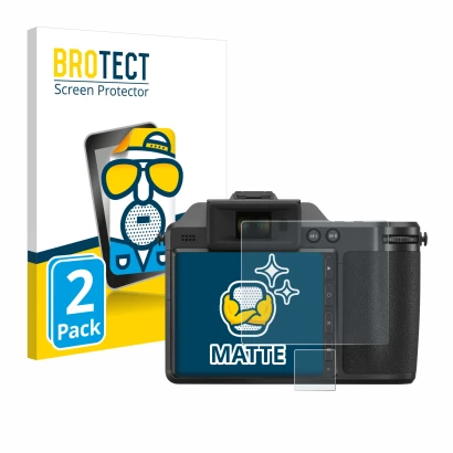 Face avant d’un emballage produit avec le logo de la marque BROTECT. À côté, l’appareil Hasselblad X2D 100C est représenté ave