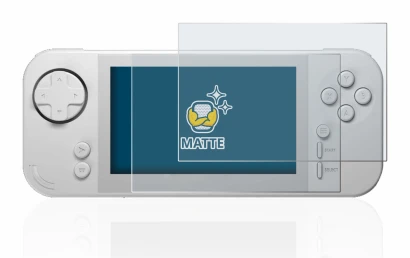 Image de l'appareil Evercade EXP avec une grande variété de protections d'écran.