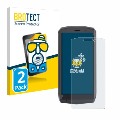 Face avant d’un emballage produit avec le logo de la marque BROTECT. À côté, l’appareil Cubot Pocket est représenté avec la pr