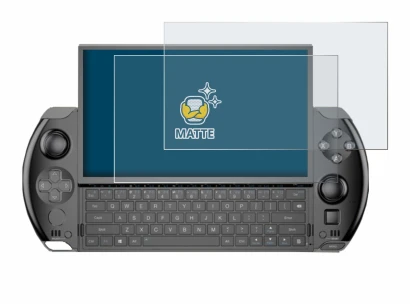 Image de l'appareil GPD Win 4 avec une grande variété de protections d'écran.