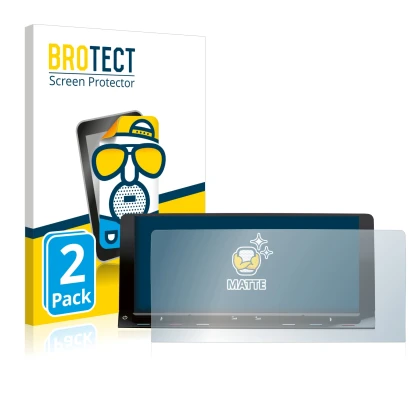 Face avant d’un emballage produit avec le logo de la marque BROTECT. À côté, l’appareil Volkswagen T7 Multivan Life Discover M