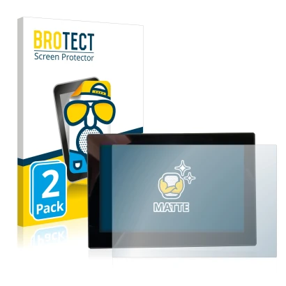 Face avant d’un emballage produit avec le logo de la marque BROTECT. À côté, l’appareil MG 4 7-Zoll Digitales Instrumentendisp