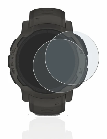 Image de l'appareil Garmin Instinct 2 Solar avec une grande variété de protections d'écran.
