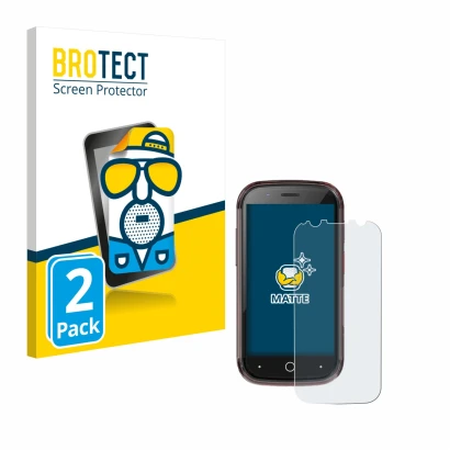 Face avant d’un emballage produit avec le logo de la marque BROTECT. À côté, l’appareil Unihertz Jelly Star est représenté ave