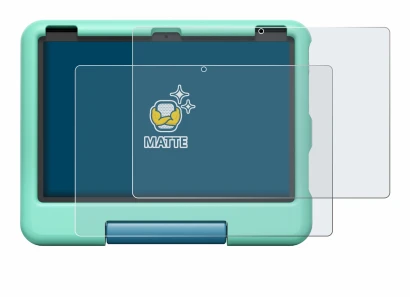 Image de l'appareil Amazon Fire HD 10 Kids 2023 avec une grande variété de protections d'écran.