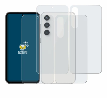 Image de l'appareil Samsung Galaxy S23 FE (Avant+Arrière) avec une grande variété de protections d'écran.