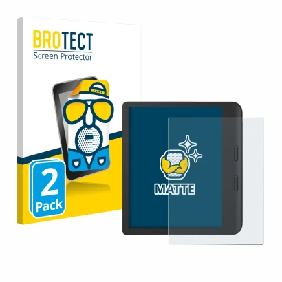 Face avant d’un emballage produit avec le logo de la marque BROTECT. À côté, l’appareil Tolino Vision Color 2024 est représent