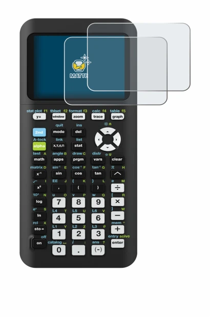 Image de l'appareil Texas Instruments TI-84 Plus CE-T Python avec une grande variété de protections d'écran.