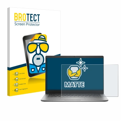 Face avant d’un emballage produit avec le logo de la marque BROTECT. À côté, l’appareil Dell Latitude 3340 Laptop 13.3" est re