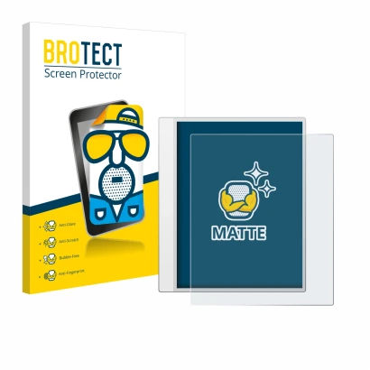 Face avant d’un emballage produit avec le logo de la marque BROTECT. À côté, l’appareil Boox Note Max est représenté avec la p