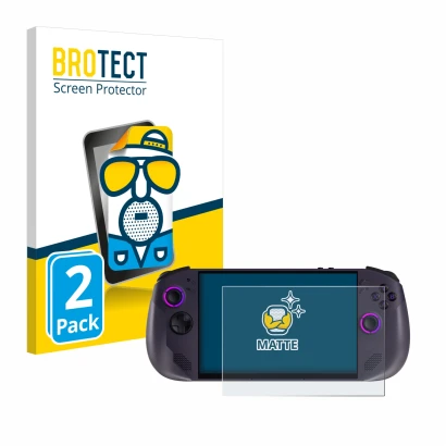 Face avant d’un emballage produit avec le logo de la marque BROTECT. À côté, l’appareil Lenovo Legion Go S est représenté avec