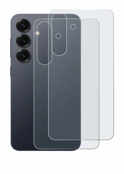 Image de l'appareil Samsung Galaxy S25 (Arrière) avec une grande variété de protections d'écran.