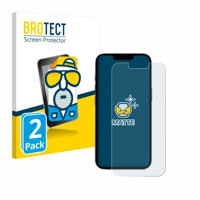 Face avant d’un emballage produit avec le logo de la marque BROTECT. À côté, l’appareil Apple iPhone 16e est représenté avec l