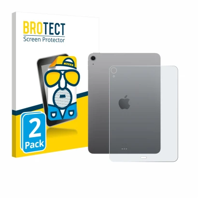 Face avant d’un emballage produit avec le logo de la marque BROTECT. À côté, l’appareil Apple iPad Air 11" M3 WiFi 2025 (Arriè