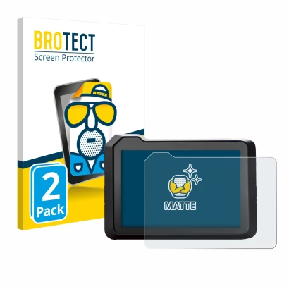 Face avant d’un emballage produit avec le logo de la marque BROTECT. À côté, l’appareil KTM 1390 Super Duke R 2025 5" est repr