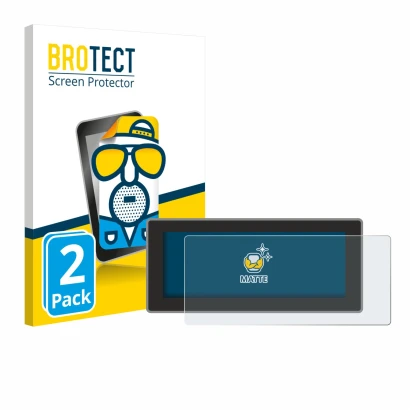 Face avant d’un emballage produit avec le logo de la marque BROTECT. À côté, l’appareil Hyundai Inster Xclass (2025) est repré