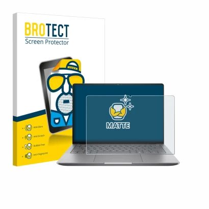 Face avant d’un emballage produit avec le logo de la marque BROTECT. À côté, l’appareil HP Zbook Ultra G1a 14" est représenté