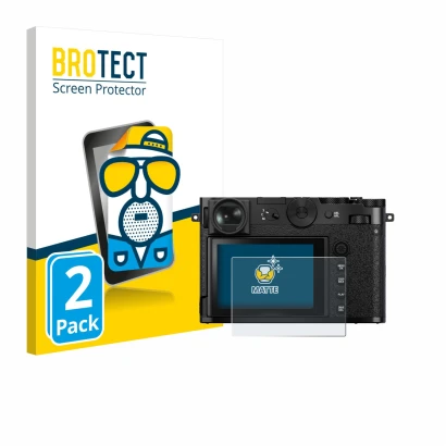 Face avant d’un emballage produit avec le logo de la marque BROTECT. À côté, l’appareil Fujifilm GFX 100RF est représenté avec