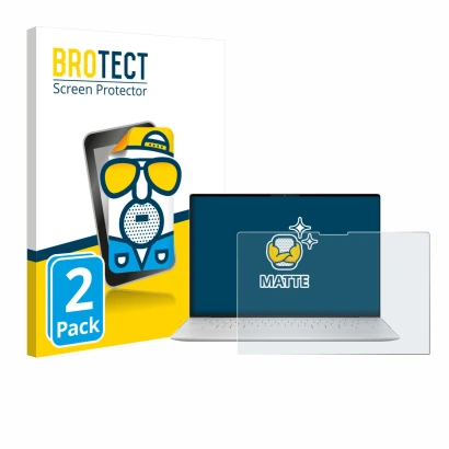 Face avant d’un emballage produit avec le logo de la marque BROTECT. À côté, l’appareil Dell XPS 13 9350 2024 est représenté a