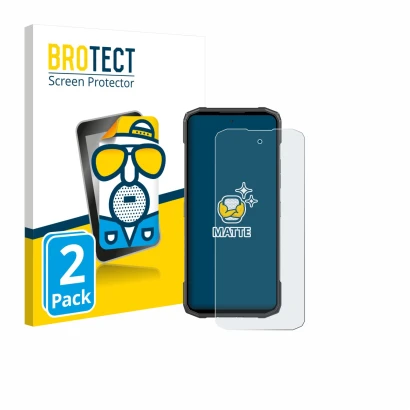 Face avant d’un emballage produit avec le logo de la marque BROTECT. À côté, l’appareil Doogee Blade 20 est représenté avec la