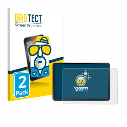 Face avant d’un emballage produit avec le logo de la marque BROTECT. À côté, l’appareil Doogee Tab A9 est représenté avec la p