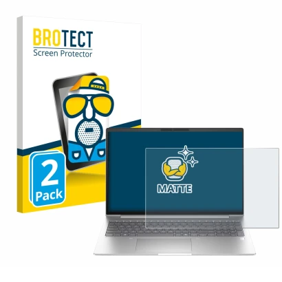 Face avant d’un emballage produit avec le logo de la marque BROTECT. À côté, l’appareil HP EliteBook 6 G1i 13 est représenté a