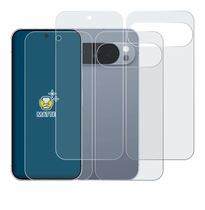 Image de l'appareil Google Pixel 10 Pro (Avant+Arrière) avec une grande variété de protections d'écran.