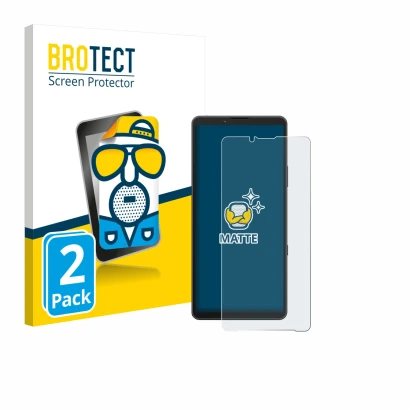 Face avant d’un emballage produit avec le logo de la marque BROTECT. À côté, l’appareil Sony Xperia 10 VII est représenté avec