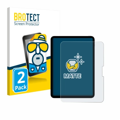 Face avant d’un emballage produit avec le logo de la marque BROTECT. À côté, l’appareil Apple iPad Pro 11" 2025 est représenté