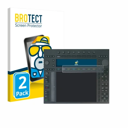 Face avant d’un emballage produit avec le logo de la marque BROTECT. À côté, l’appareil Ableton Push 3 est représenté avec la 