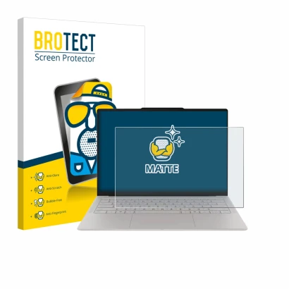 Face avant d’un emballage produit avec le logo de la marque BROTECT. À côté, l’appareil Lenovo Yoga Slim 7i Ultra Gen 11 Aura