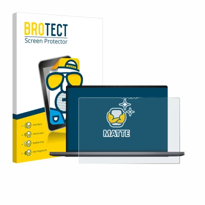 Face avant d’un emballage produit avec le logo de la marque BROTECT. À côté, l’appareil Dell XPS 14 DA14260 est représenté ave