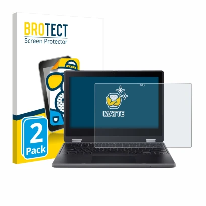 Face avant d’un emballage produit avec le logo de la marque BROTECT. À côté, l’appareil Acer Chromebook Spin 511 R757TN est re