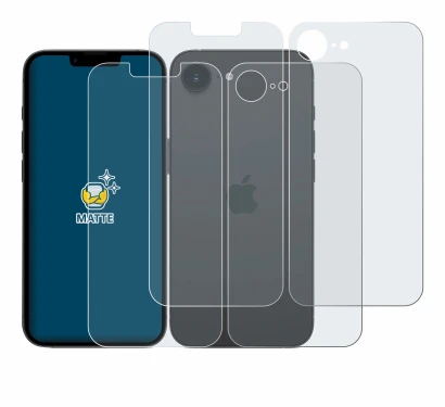 Image de l'appareil Apple iPhone 17e (Avant+Arrière) avec une grande variété de protections d'écran.