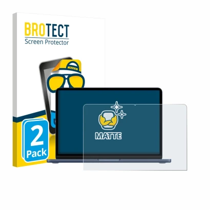 Face avant d’un emballage produit avec le logo de la marque BROTECT. À côté, l’appareil Apple MacBook Neo 13" 2026 est représe