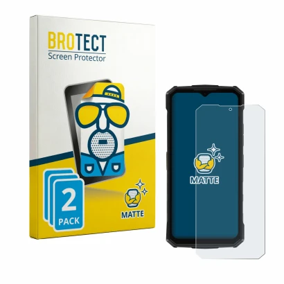 Face avant d’un emballage produit avec le logo de la marque BROTECT. À côté, l’appareil Doogee Fire 5 Pro est représenté avec