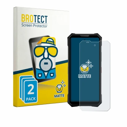 Face avant d’un emballage produit avec le logo de la marque BROTECT. À côté, l’appareil Doogee V50 Pro est représenté avec la 