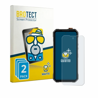 Face avant d’un emballage produit avec le logo de la marque BROTECT. À côté, l’appareil Oukitel WP61 Plus est représenté avec